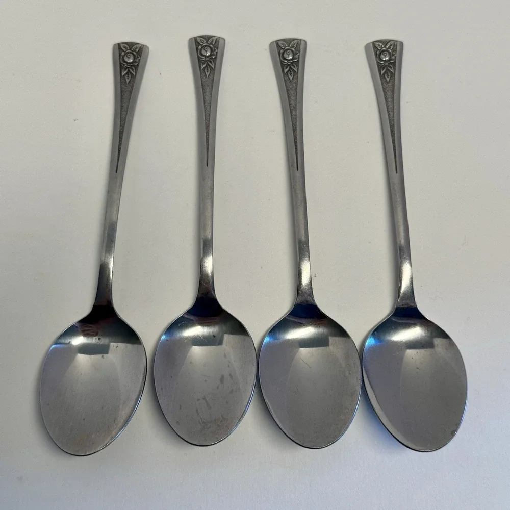 Oneida Northland Pasadena Sugar Spoons Set of 4 Stainless Korea Flatware